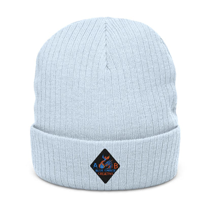 A Blue Ember Skull Ribbed Beanie — Cozy Winter Hat for Bikers & Streetwear