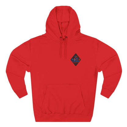 A Blue Ember Creative Geometric Diamond Hoodie — Small Chest Logo Pullover