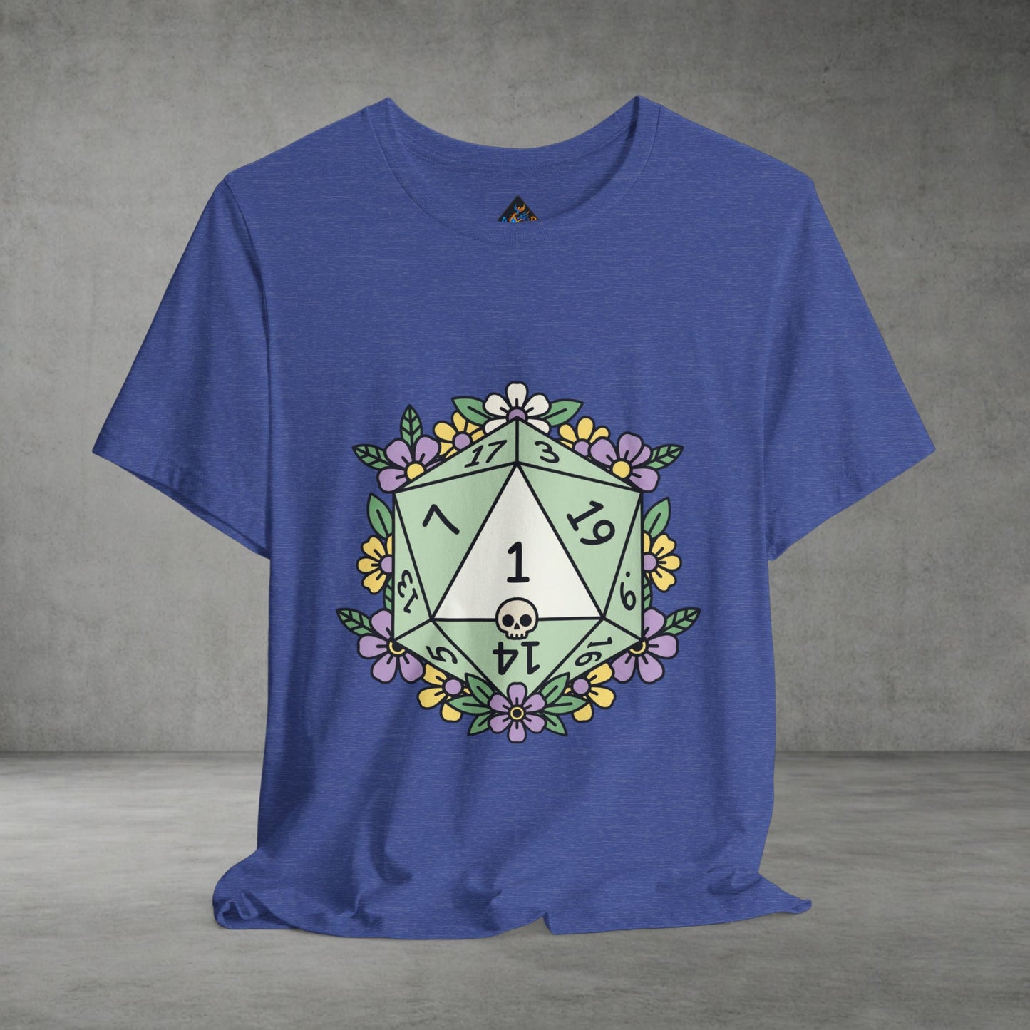 D20 Floral Dice Tee — Pastel RPG Gamer T-Shirt