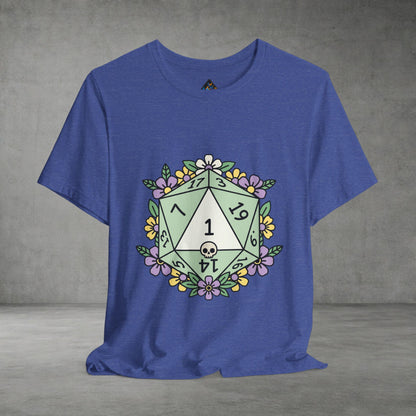 D20 Floral Dice Tee — Pastel RPG Gamer T-Shirt