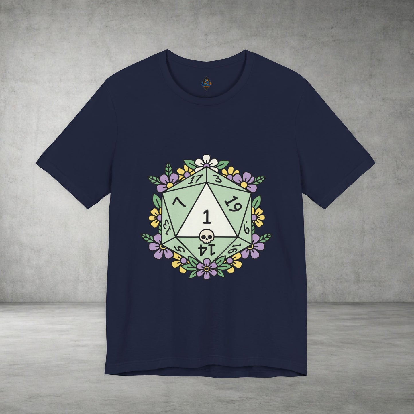 D20 Floral Dice Tee — Pastel RPG Gamer T-Shirt
