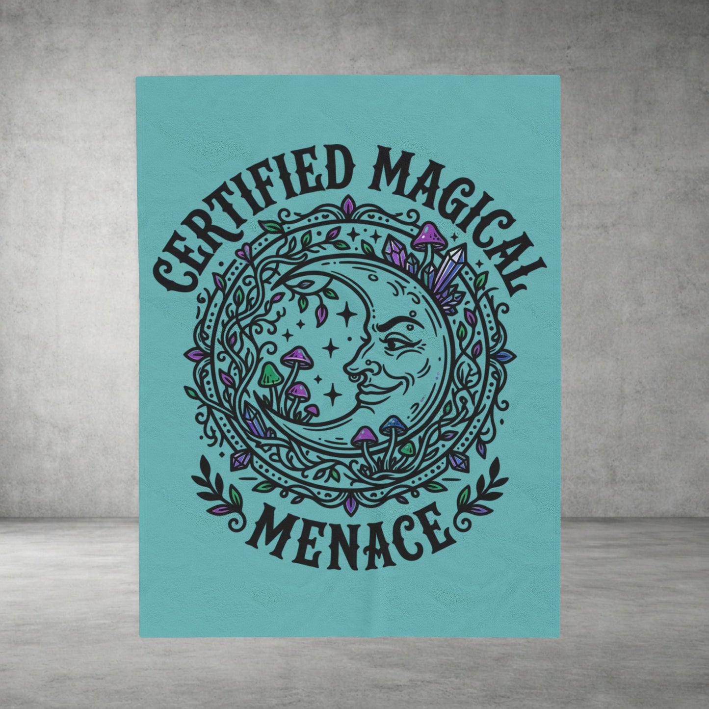 Certified Magical Menace Velveteen Blanket | witchy goblincore celestial vibes