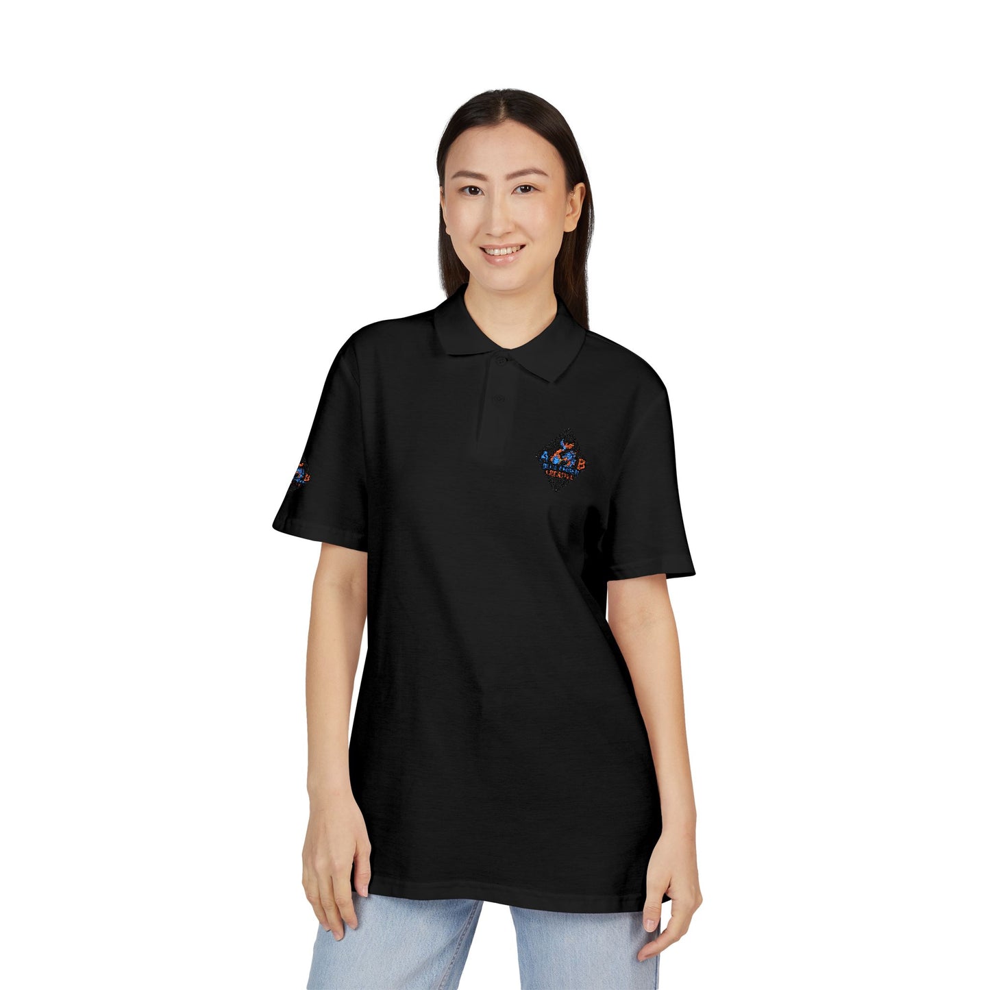 A Blue Ember Creative - Embroidered Diamond Floral Polo Shirt