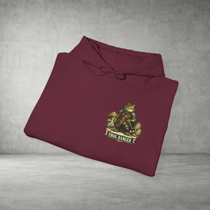 Adventure Frog Hoodie — Whimsical Forest Gnome Patch Sweatshirt