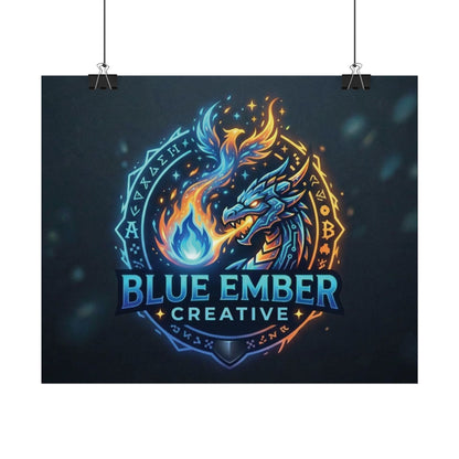 A Blue Ember Creative - Rolled Poster — Blue Ember Creative Dragon Logo Art