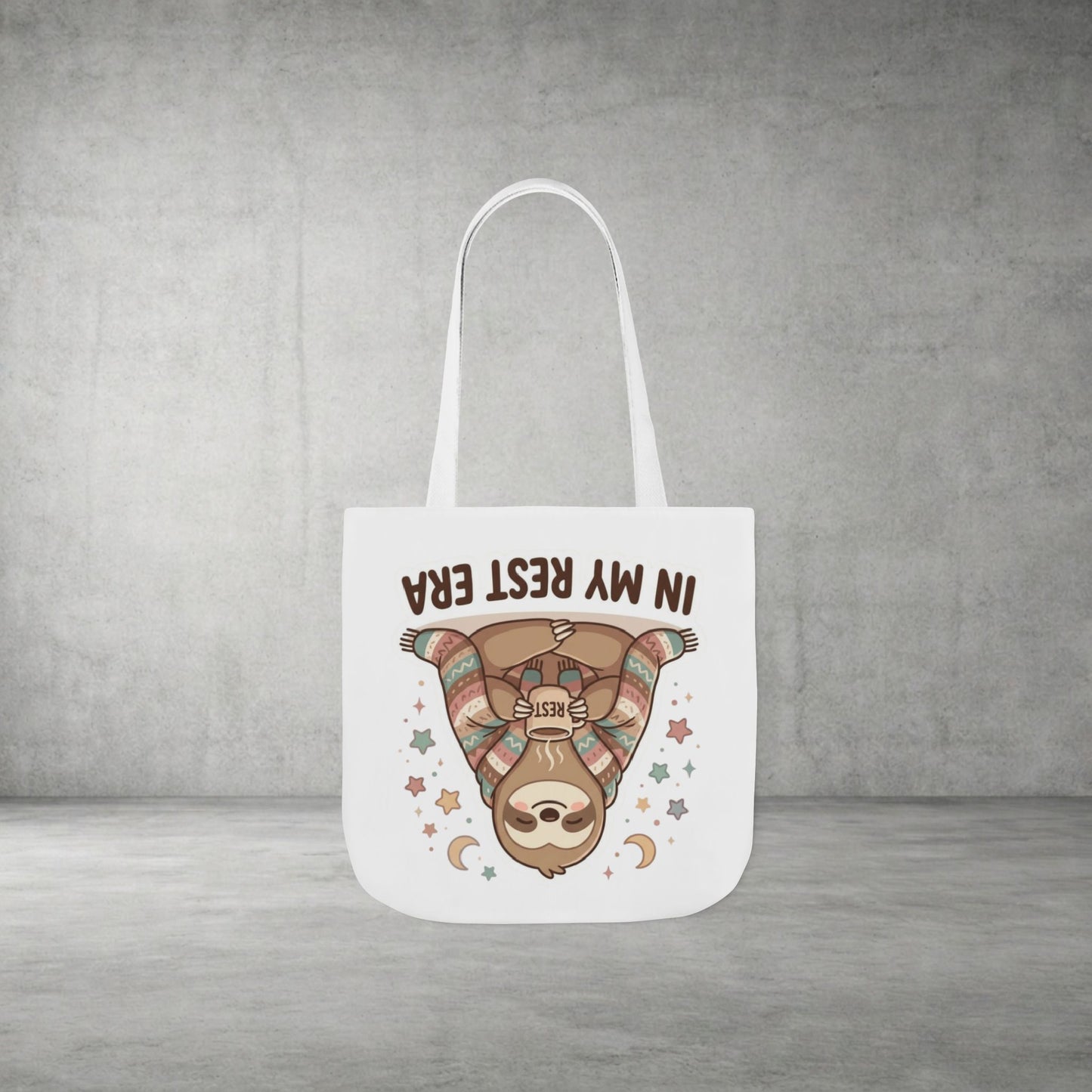 Tote Bag — 'In My Rest Era' Cute Sloth Canvas Tote for Cozy Self-Care Gifts