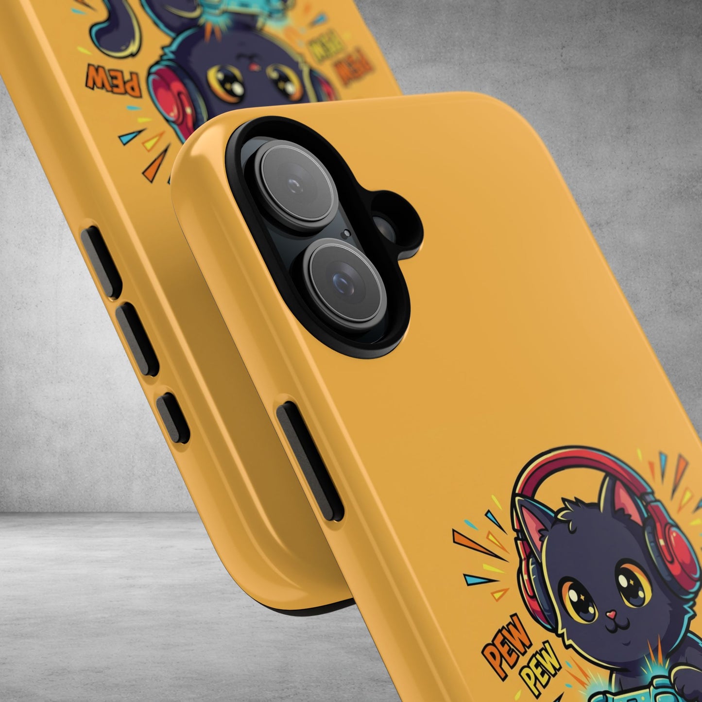Cute Gamer Cat Phone Case - 'Pew Pew' Controller Design