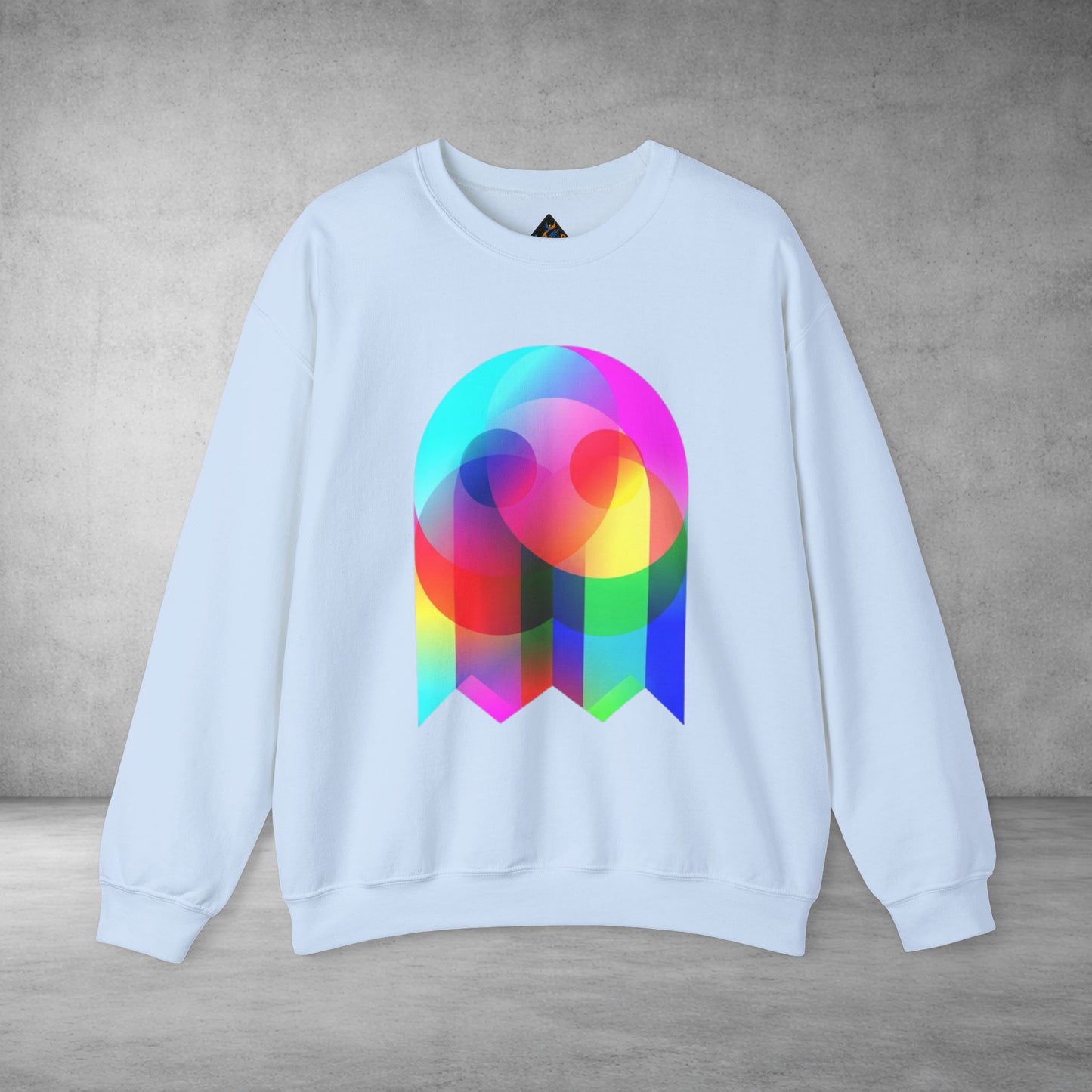 Crewneck Sweatshirt — Colourful Overlap Ghost Art Graphic