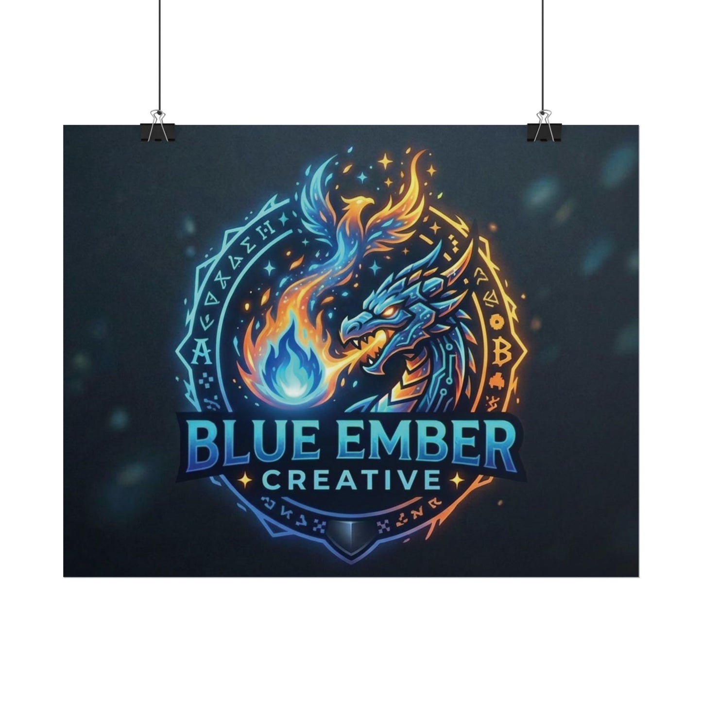 A Blue Ember Creative - Rolled Poster — Blue Ember Creative Dragon Logo Art