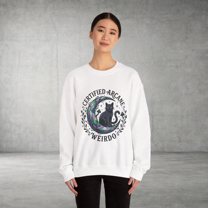 Certified Arcane Weirdo Crewneck Sweatshirt | witchy goblincore celestial