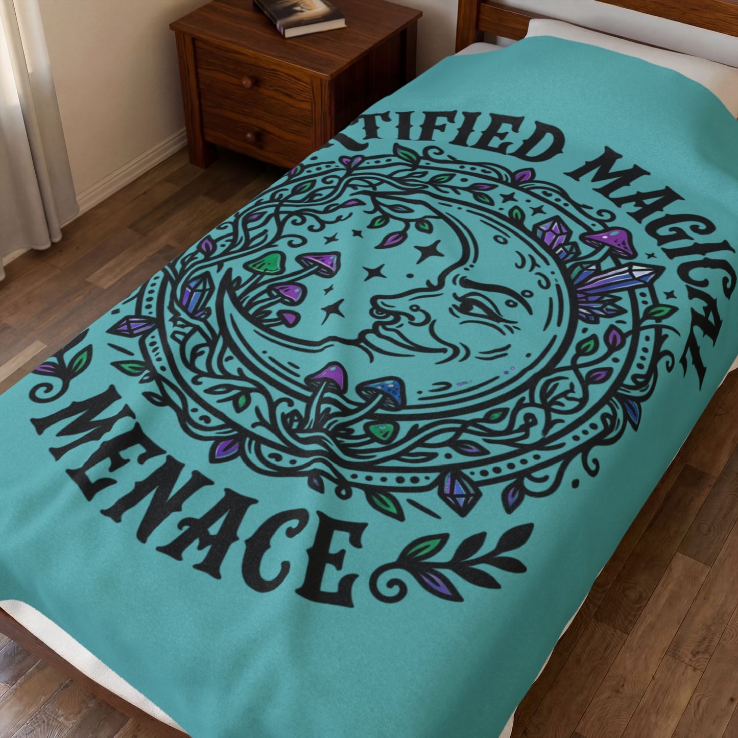 Certified Magical Menace Velveteen Blanket | witchy goblincore celestial vibes