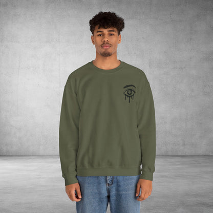 Crewneck Sweatshirt — 'Wake Yo Game Up, Let’s Game' Dripping Eye Gamer Design
