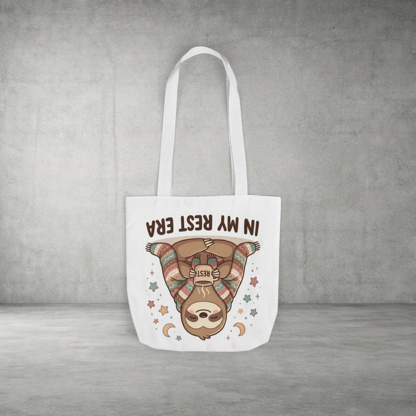 Tote Bag — 'In My Rest Era' Cute Sloth Canvas Tote for Cozy Self-Care Gifts