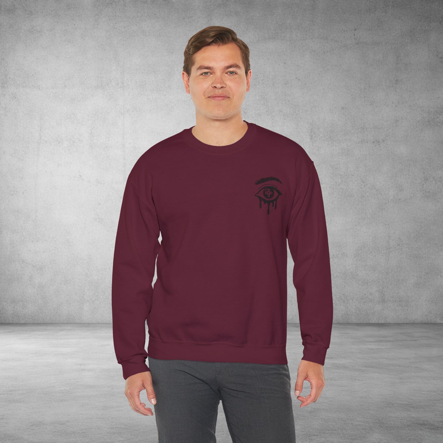 Crewneck Sweatshirt — 'Wake Yo Game Up, Let’s Game' Dripping Eye Gamer Design