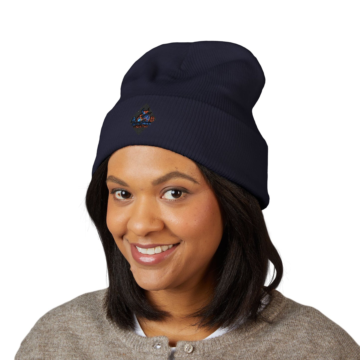 A Blue Ember Creative - Embroidered Diamond Cuffed Beanie