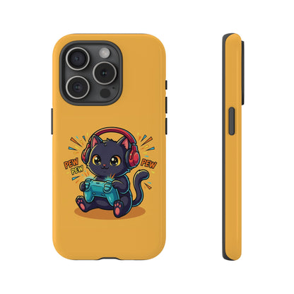 Cute Gamer Cat Phone Case - 'Pew Pew' Controller Design