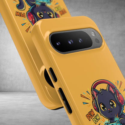 Cute Gamer Cat Phone Case - 'Pew Pew' Controller Design