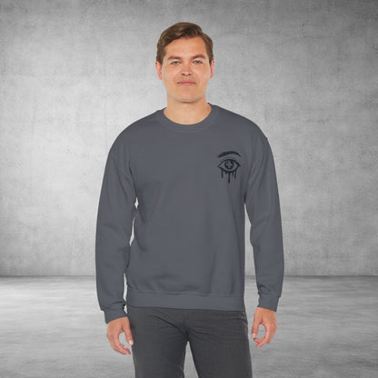 Crewneck Sweatshirt — 'Wake Yo Game Up, Let’s Game' Dripping Eye Gamer Design