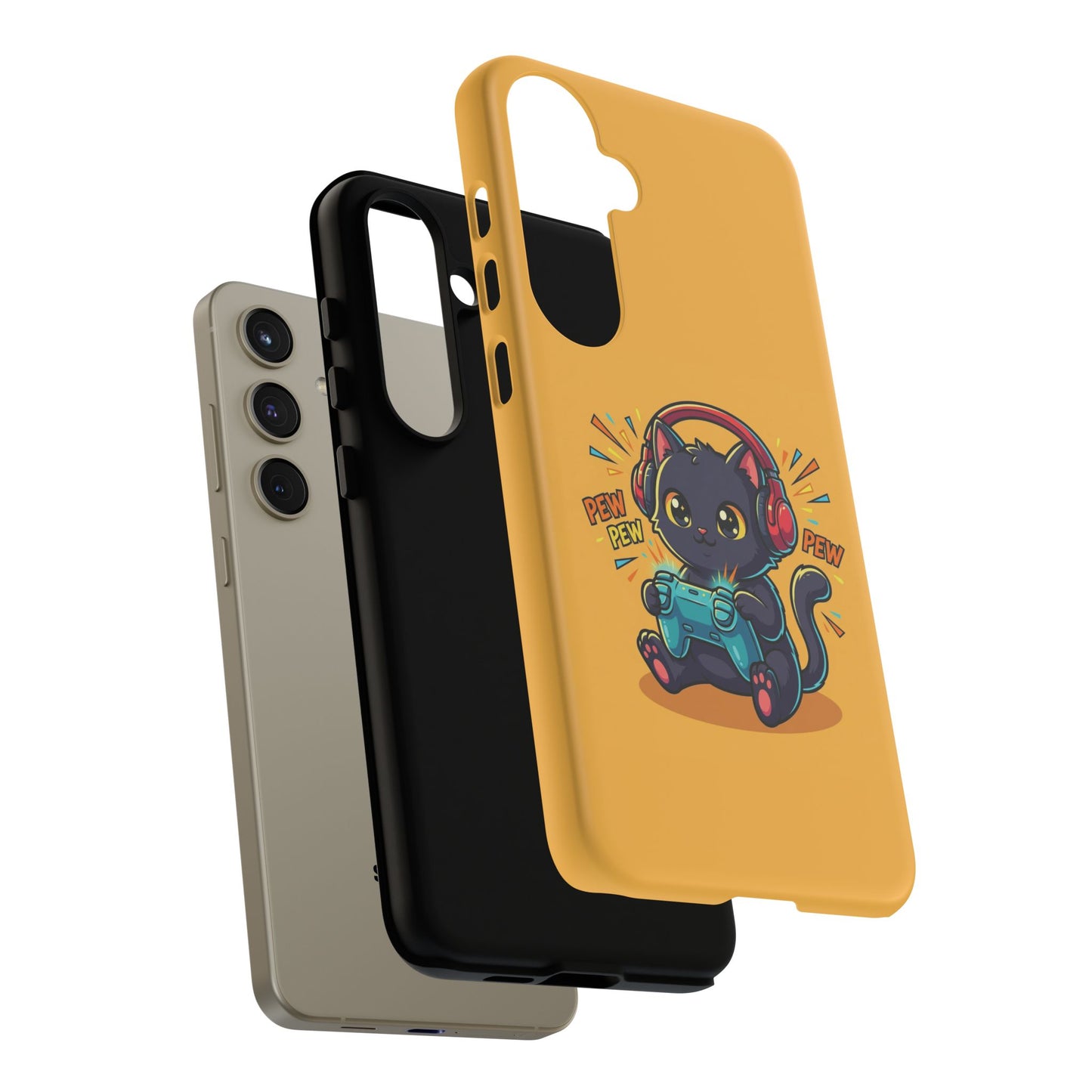Cute Gamer Cat Phone Case - 'Pew Pew' Controller Design