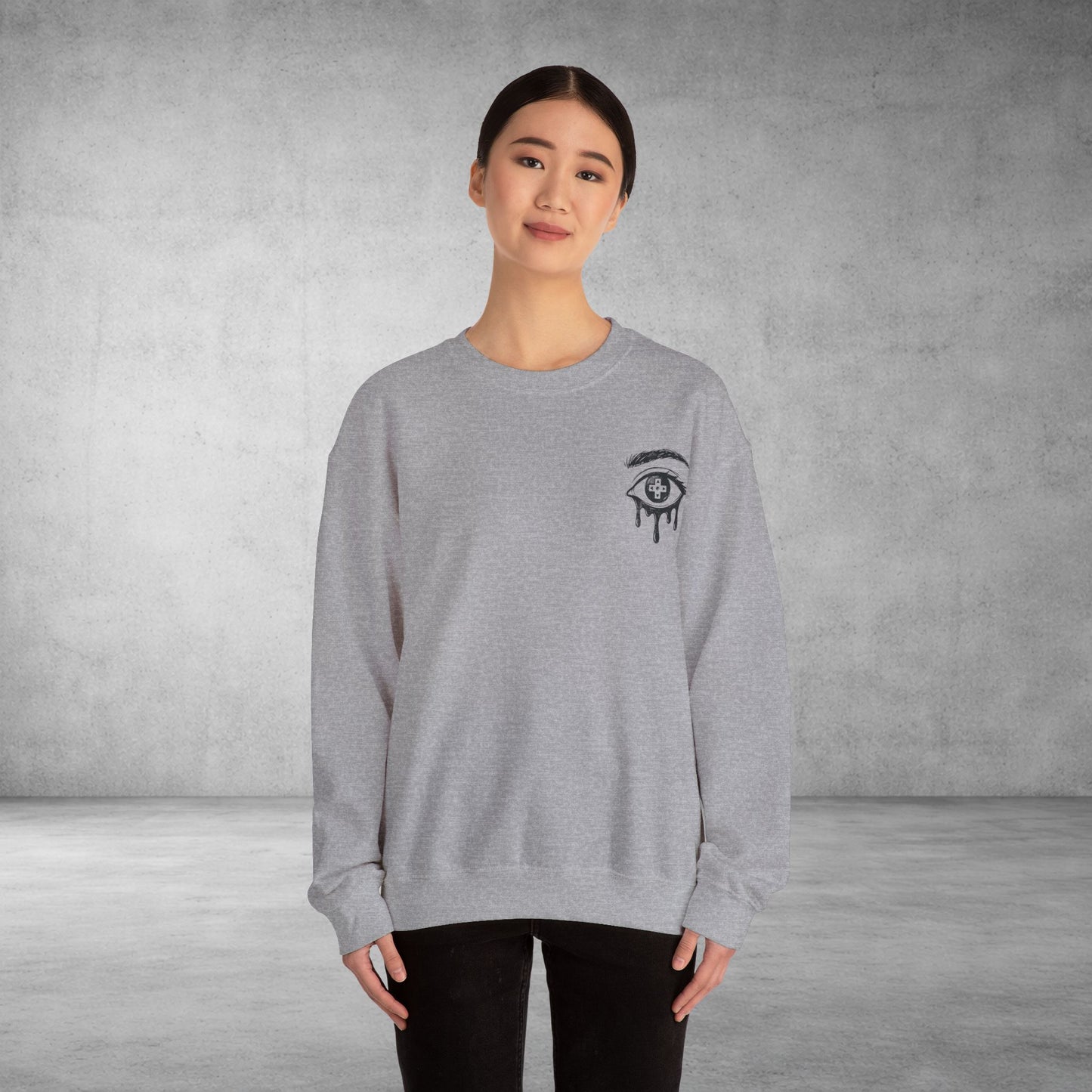 Crewneck Sweatshirt — 'Wake Yo Game Up, Let’s Game' Dripping Eye Gamer Design