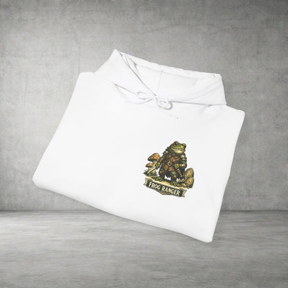 Adventure Frog Hoodie — Whimsical Forest Gnome Patch Sweatshirt