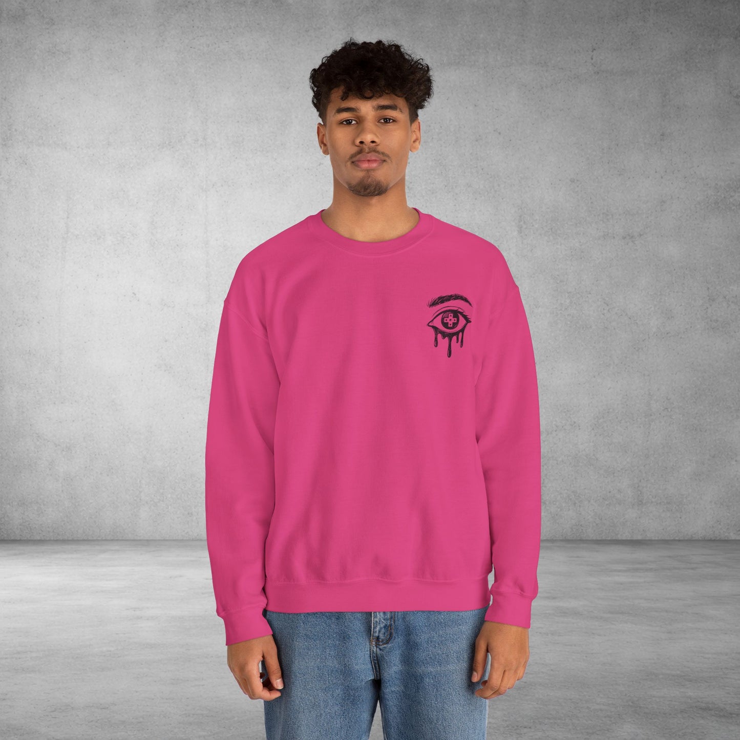 Crewneck Sweatshirt — 'Wake Yo Game Up, Let’s Game' Dripping Eye Gamer Design