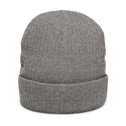 A Blue Ember Skull Ribbed Beanie — Cozy Winter Hat for Bikers & Streetwear