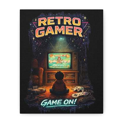 Retro Gamer Matte Canvas Wall Art — "Game On!" Vintage Video Game Poster