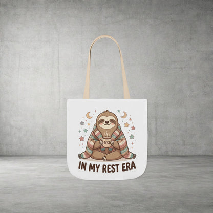 Tote Bag — 'In My Rest Era' Cute Sloth Canvas Tote for Cozy Self-Care Gifts