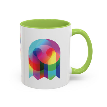 Rainbow Geometric Ghost Coffee Mug – Colorful Retro Pop Art Accent Mug (11/15oz)