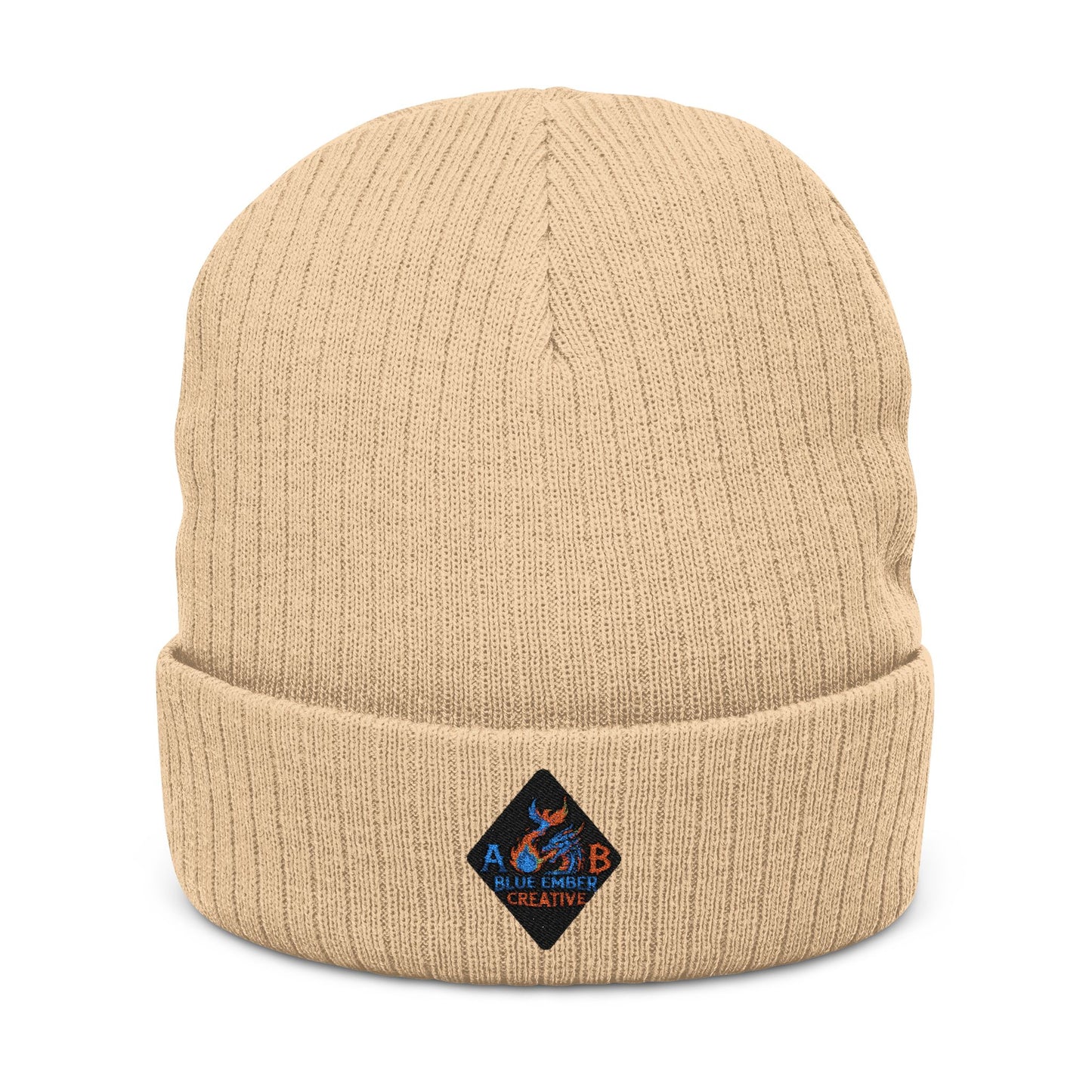 A Blue Ember Skull Ribbed Beanie — Cozy Winter Hat for Bikers & Streetwear