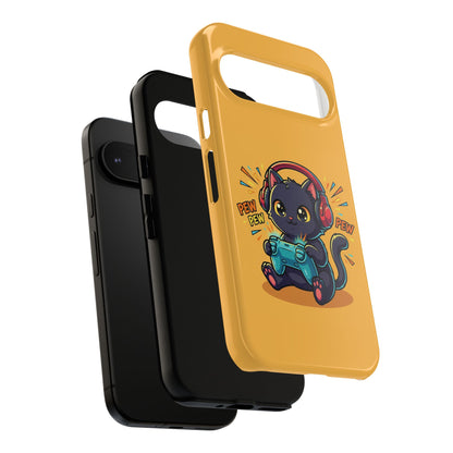 Cute Gamer Cat Phone Case - 'Pew Pew' Controller Design
