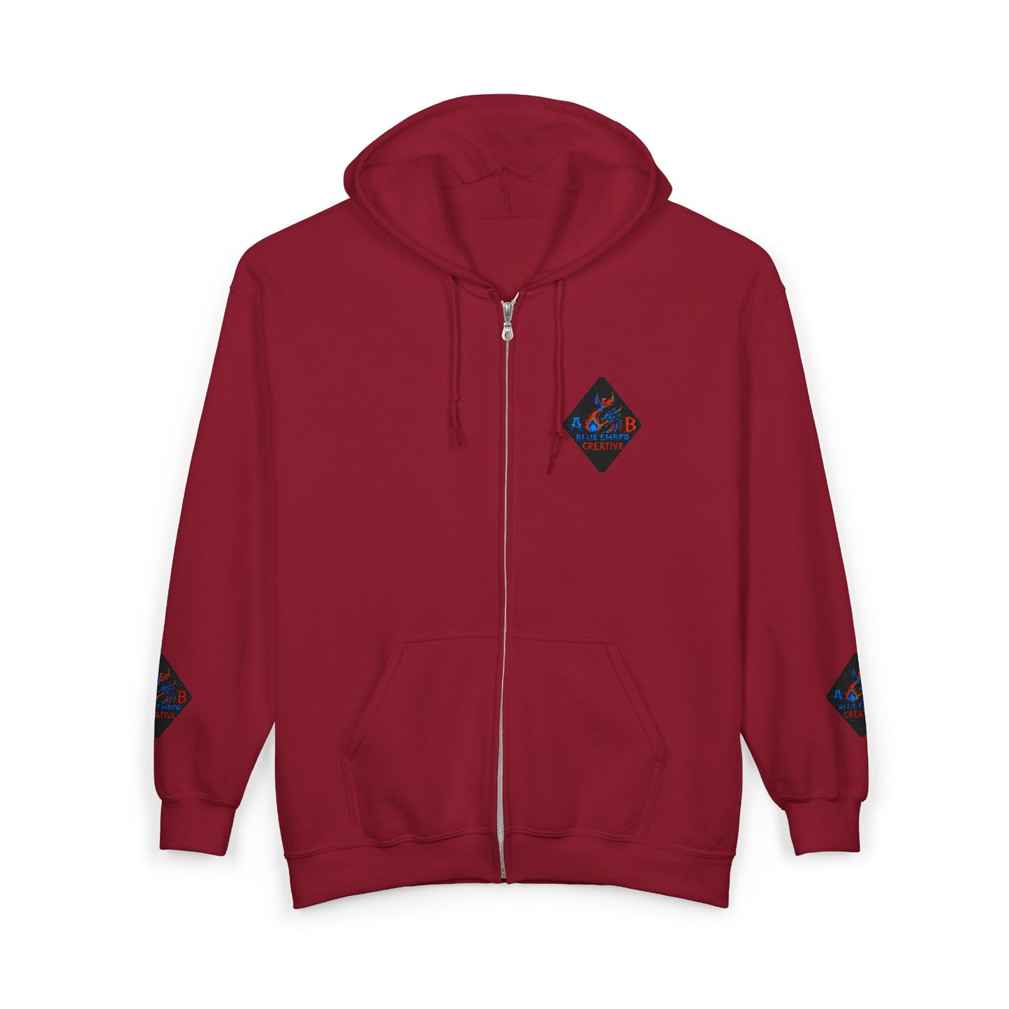 A Blue Ember Creative Diamond Zip Hoodie – Small Card Graphic