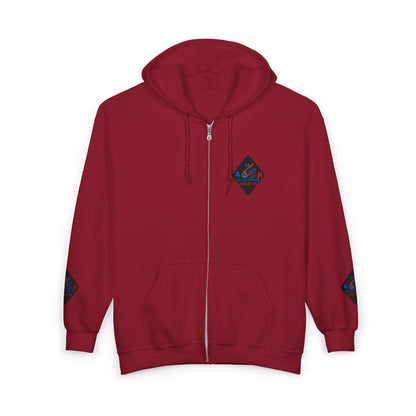 A Blue Ember Creative Diamond Zip Hoodie – Small Card Graphic