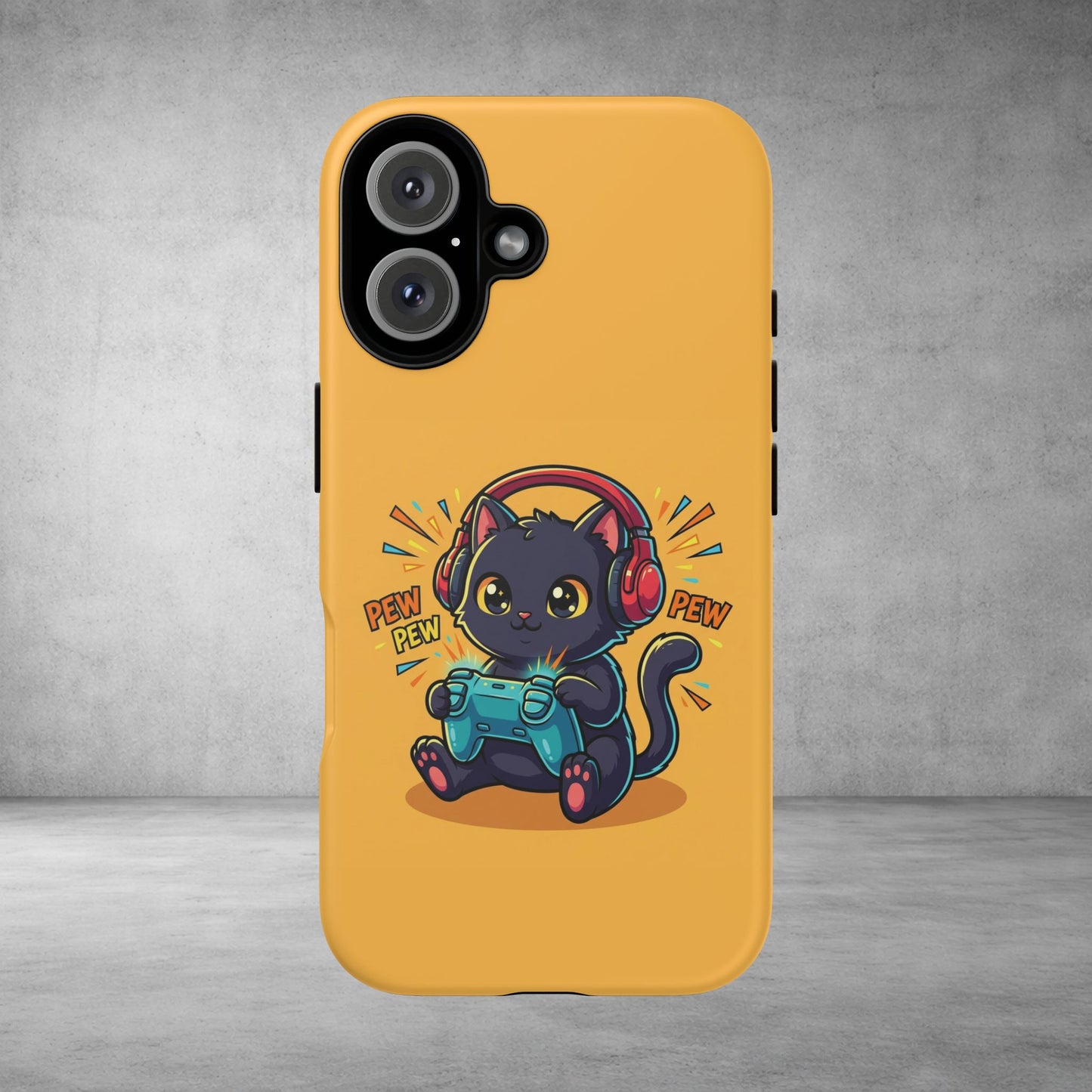 Cute Gamer Cat Phone Case - 'Pew Pew' Controller Design