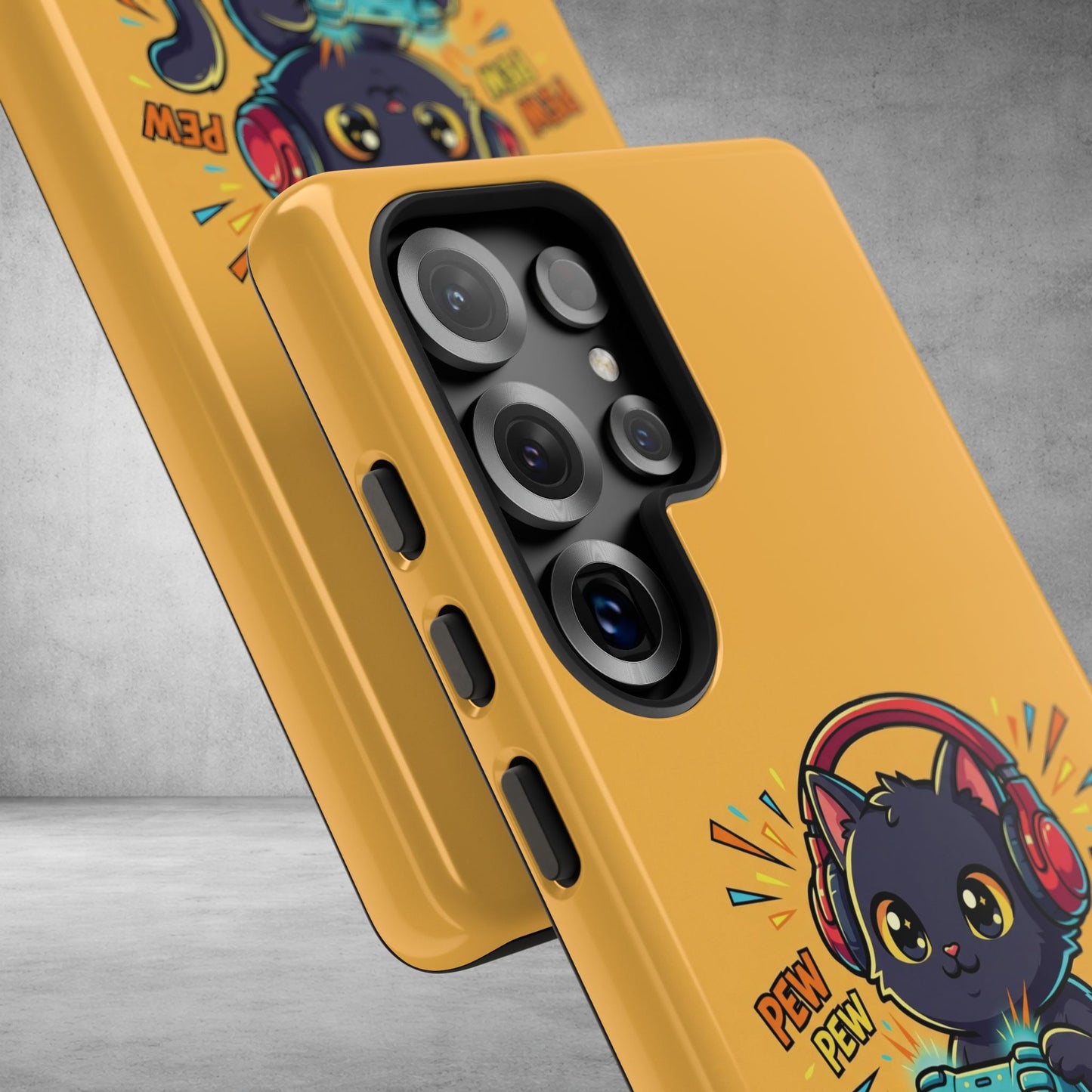 Cute Gamer Cat Phone Case - 'Pew Pew' Controller Design