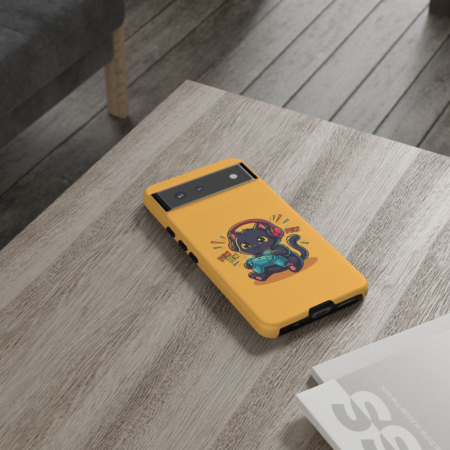 Cute Gamer Cat Phone Case - 'Pew Pew' Controller Design