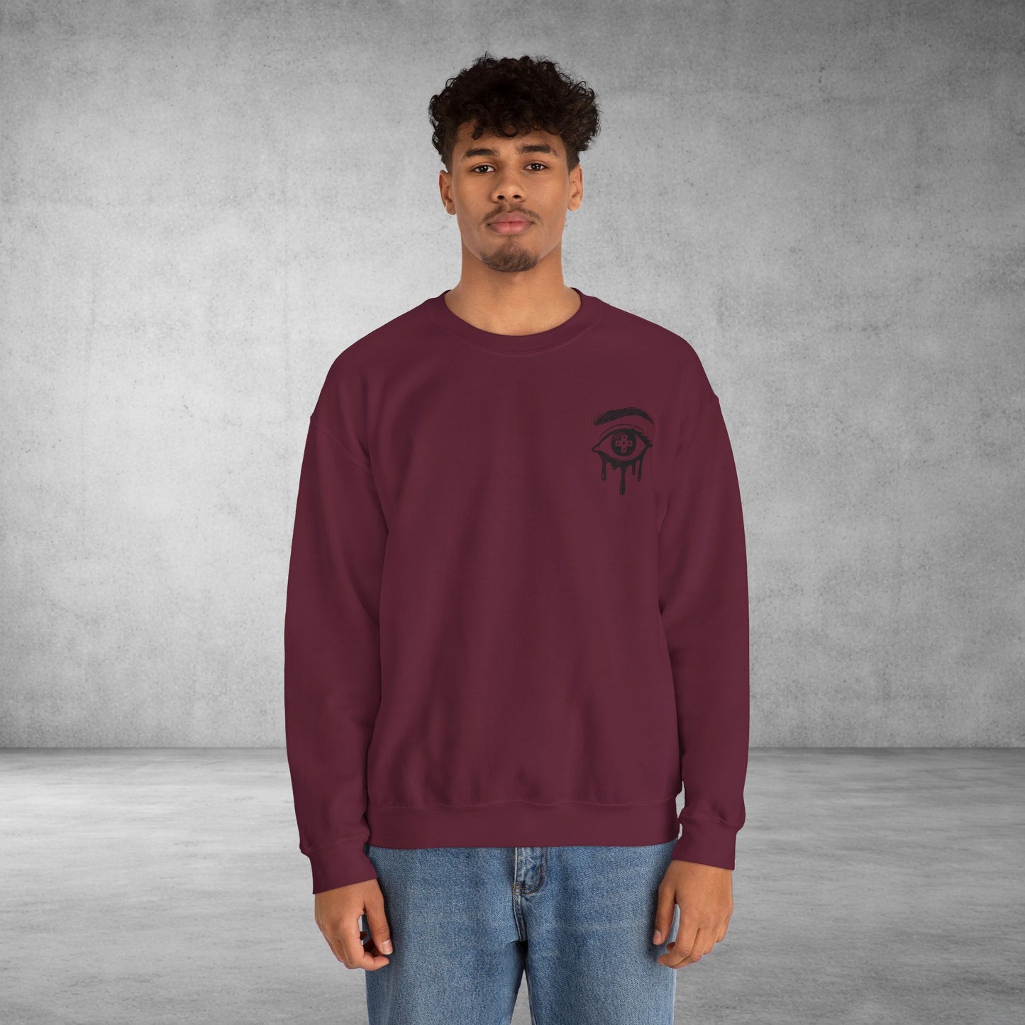 Crewneck Sweatshirt — 'Wake Yo Game Up, Let’s Game' Dripping Eye Gamer Design