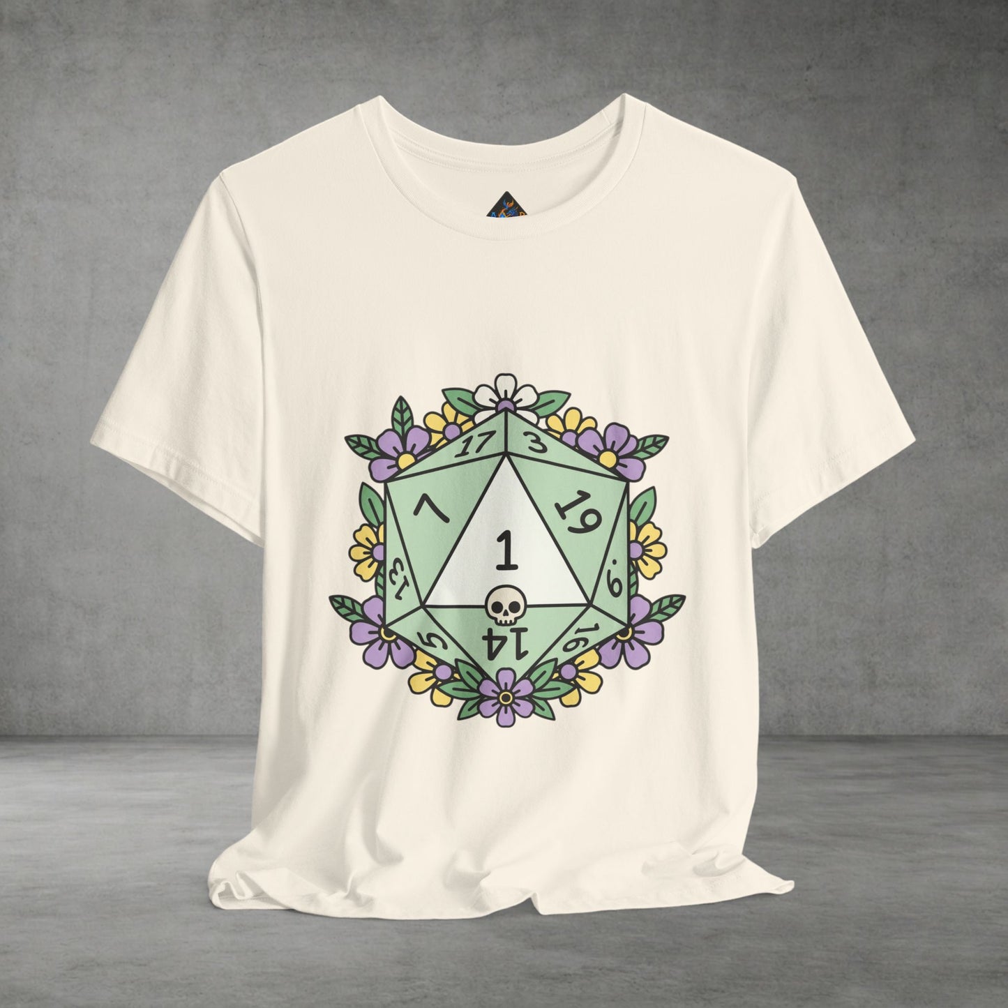 D20 Floral Dice Tee — Pastel RPG Gamer T-Shirt