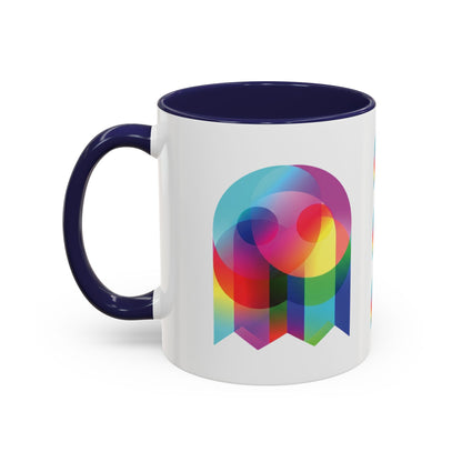 Rainbow Geometric Ghost Coffee Mug – Colorful Retro Pop Art Accent Mug (11/15oz)