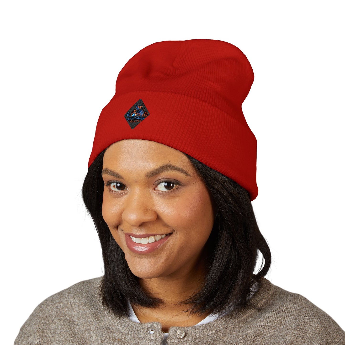 A Blue Ember Creative - Embroidered Diamond Cuffed Beanie
