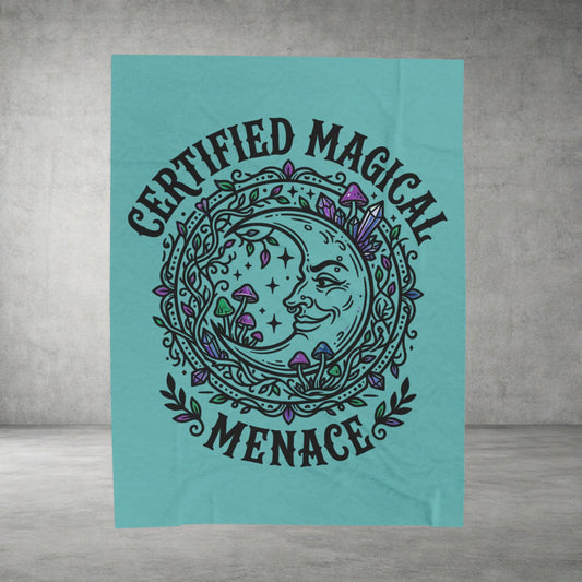 Certified Magical Menace Velveteen Blanket | witchy goblincore celestial vibes