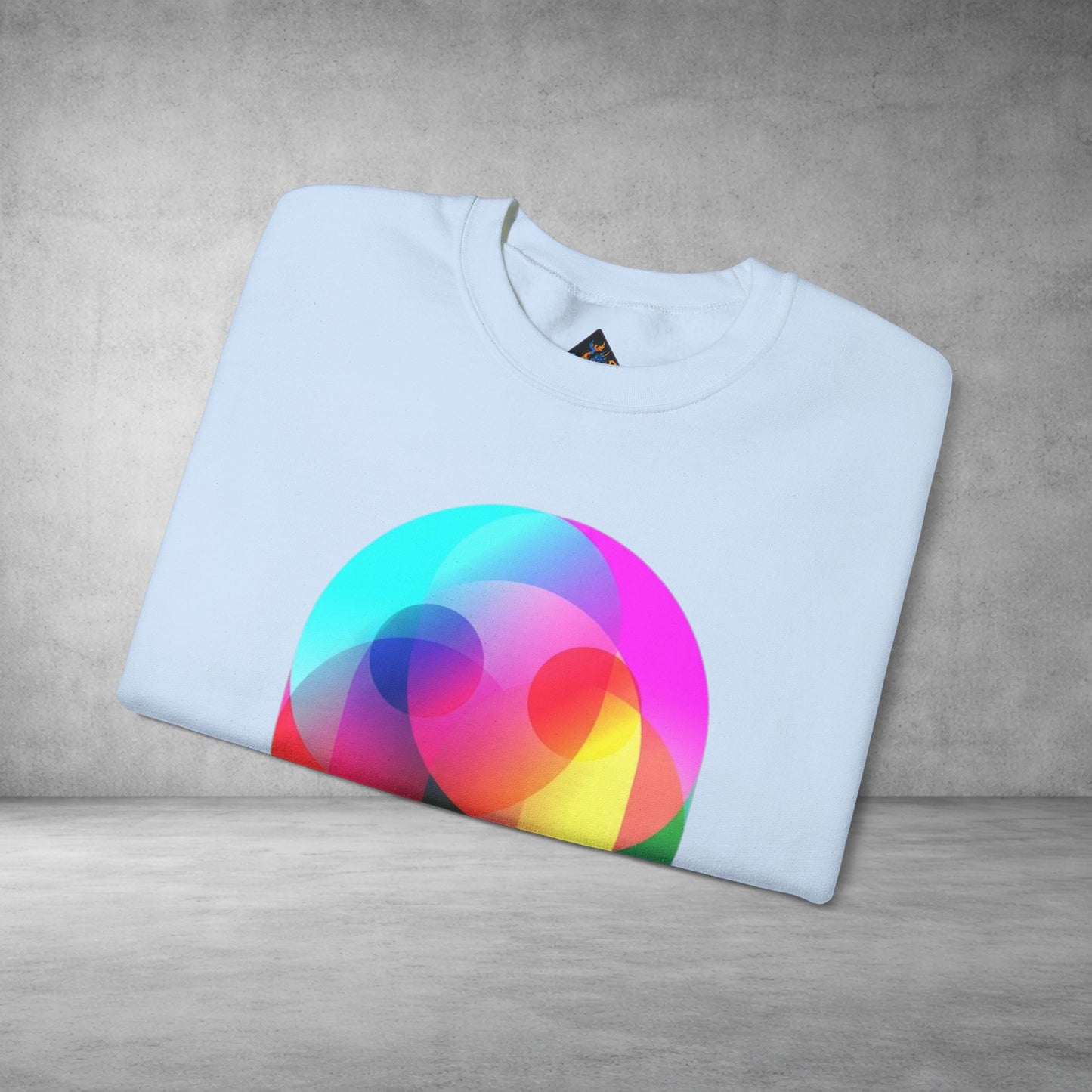 Crewneck Sweatshirt — Colourful Overlap Ghost Art Graphic