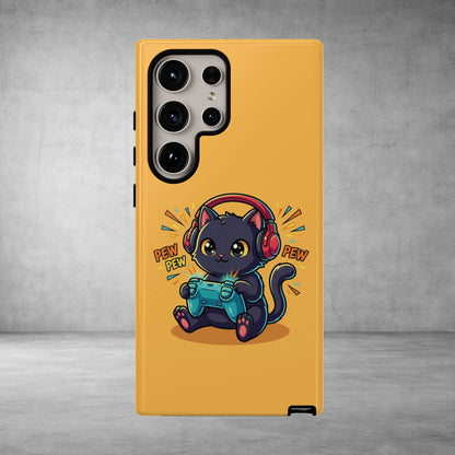 Cute Gamer Cat Phone Case - 'Pew Pew' Controller Design