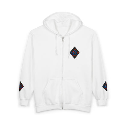 A Blue Ember Creative Diamond Zip Hoodie – Small Card Graphic