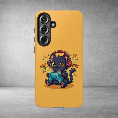 Cute Gamer Cat Phone Case - 'Pew Pew' Controller Design