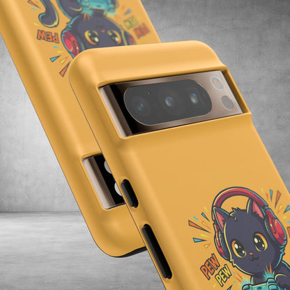 Cute Gamer Cat Phone Case - 'Pew Pew' Controller Design