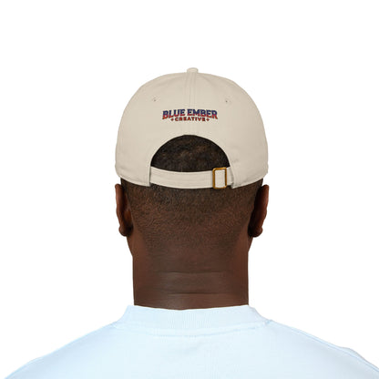 A Blue Ember Creative - Embroidered Diamond Patch Baseball Cap — Organic Cotton, Rustic Campfire Design