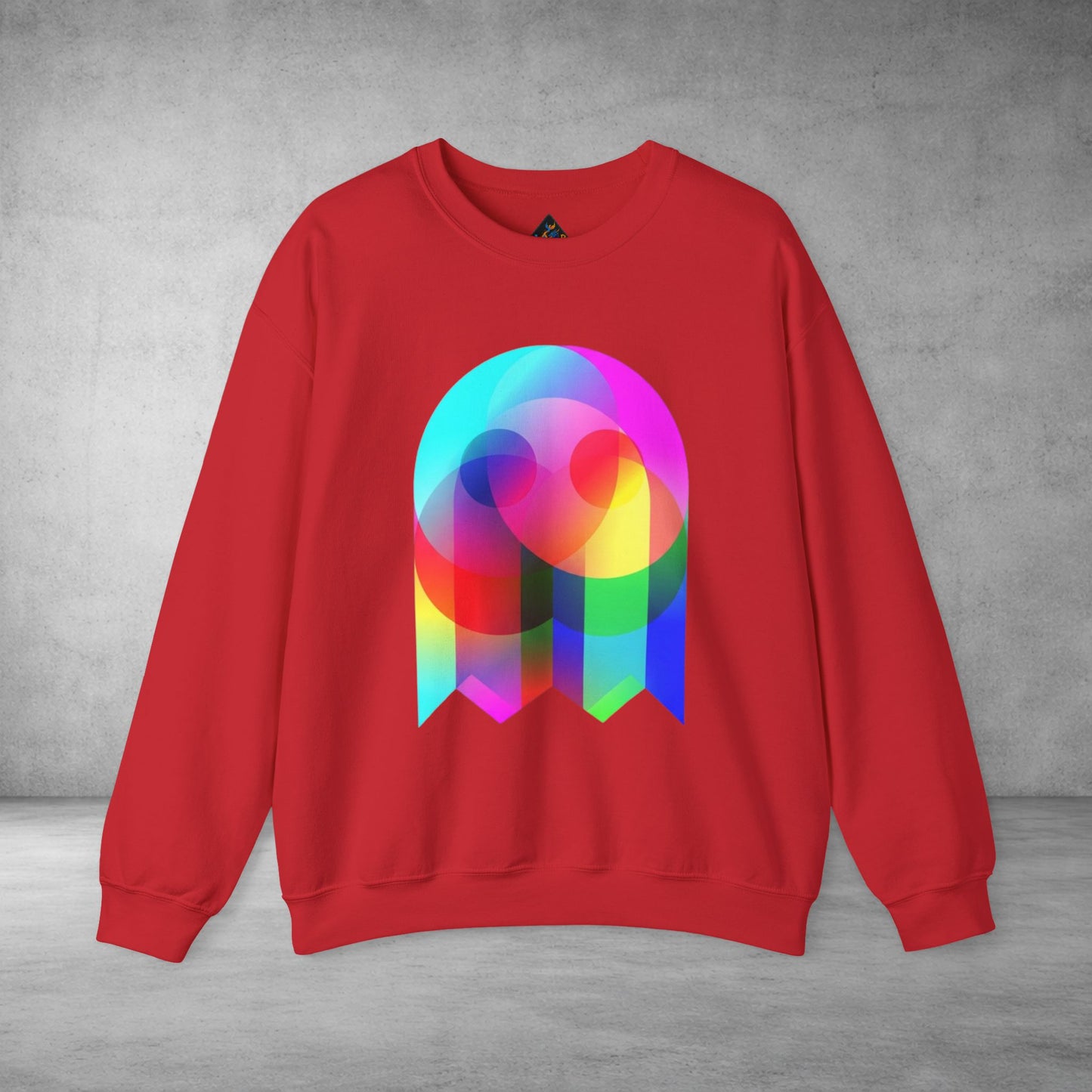 Crewneck Sweatshirt — Colourful Overlap Ghost Art Graphic