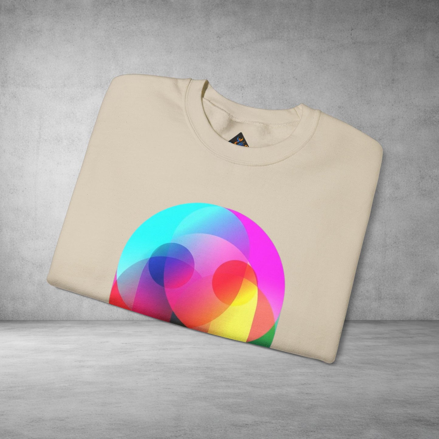 Crewneck Sweatshirt — Colourful Overlap Ghost Art Graphic